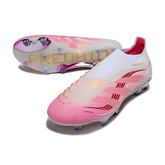 Chuteira Campo Adidas Predator 25 Elite Sem Cadarço FG Branca e Rosa